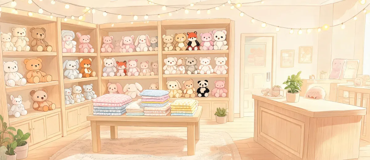 Illustrated Jellycat studio map and plush gift desk