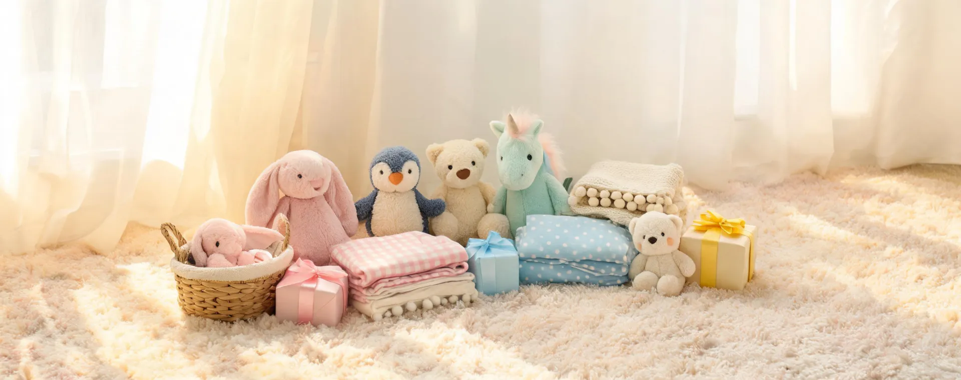 Jellycat plush gifts arranged for family occasions