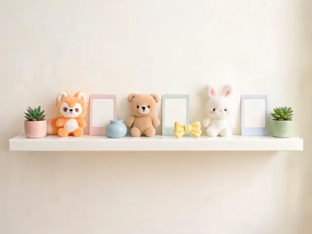 Collector shelf with character plush toys
